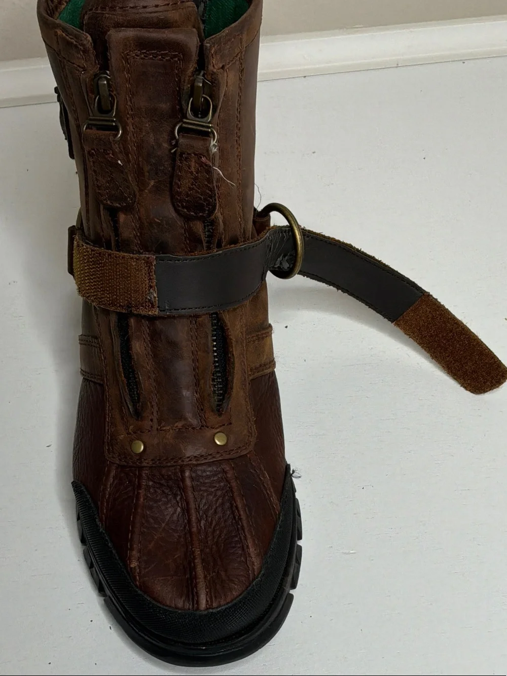 Polo Ralph Lauren Conquest Hi lll Duck Boots Zip 7.5 D Brown Leather Men's Boots